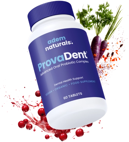 ProvaDent advanced oral probiotic complex bottle with cranberry and vegetable ingredients